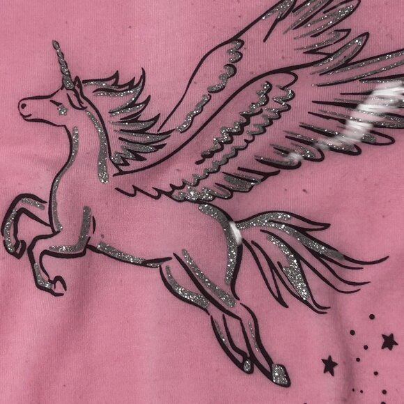 Wonder Nation Girls Long Sleeve Pink Unicorn Glitter Graphic Tee L (10-12) 1686 - Picture 6 of 6
